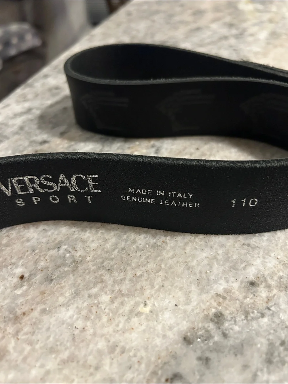 Versace Black Leather Belt with Silver Buckle